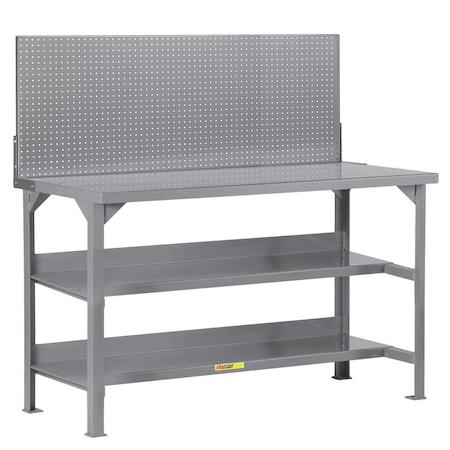 Little Giant Welded Workbench, 24"X48" Top, 2 Lower Half-Depth Shelves, Pegboard WST3-2448-36-PB